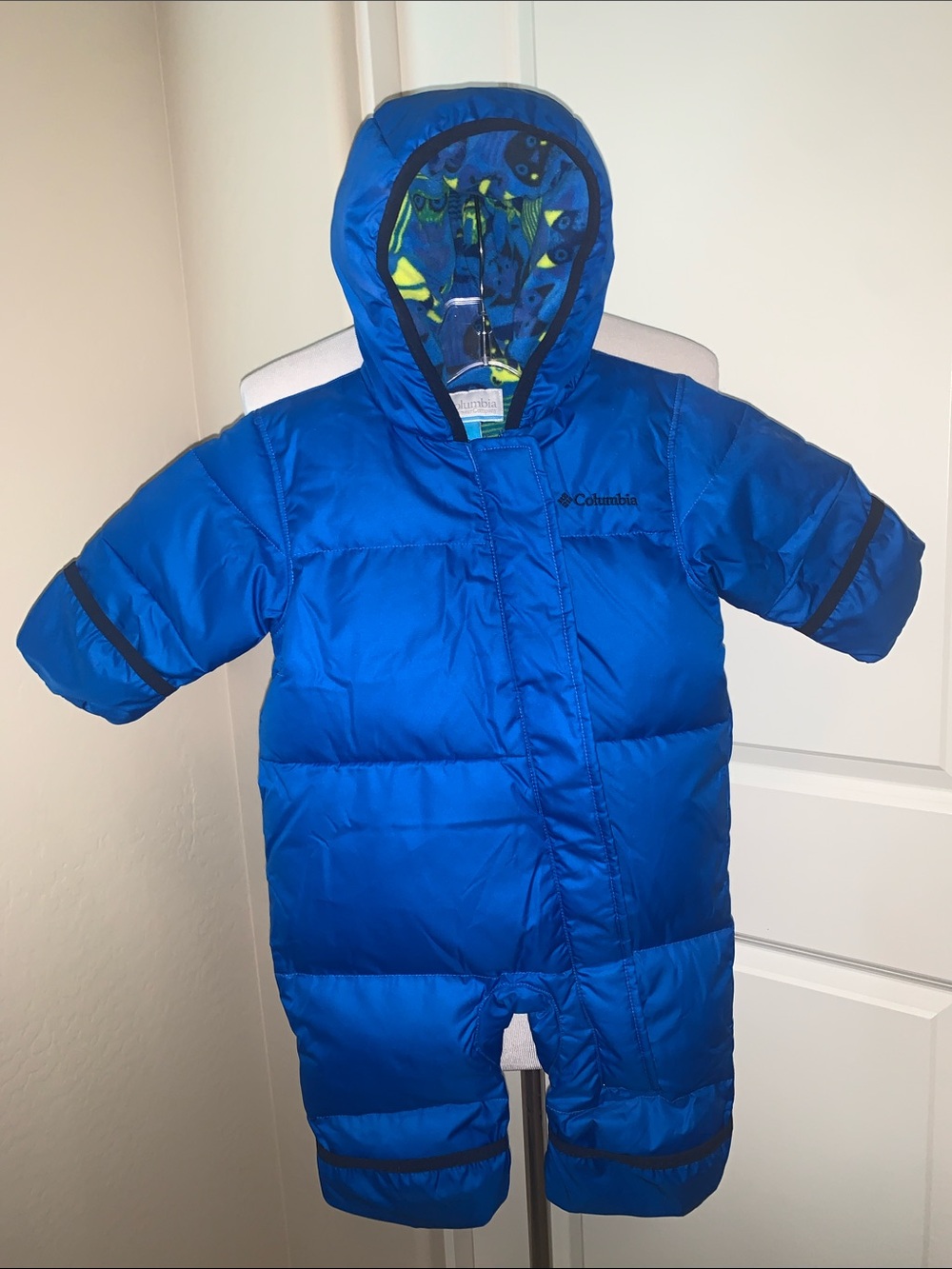 COLUMBIA BRAND NEW SIZE 6-12 MONTHS FLEECE LINED DOWN HOODED SNOWSUIT - Picture 8 of 9